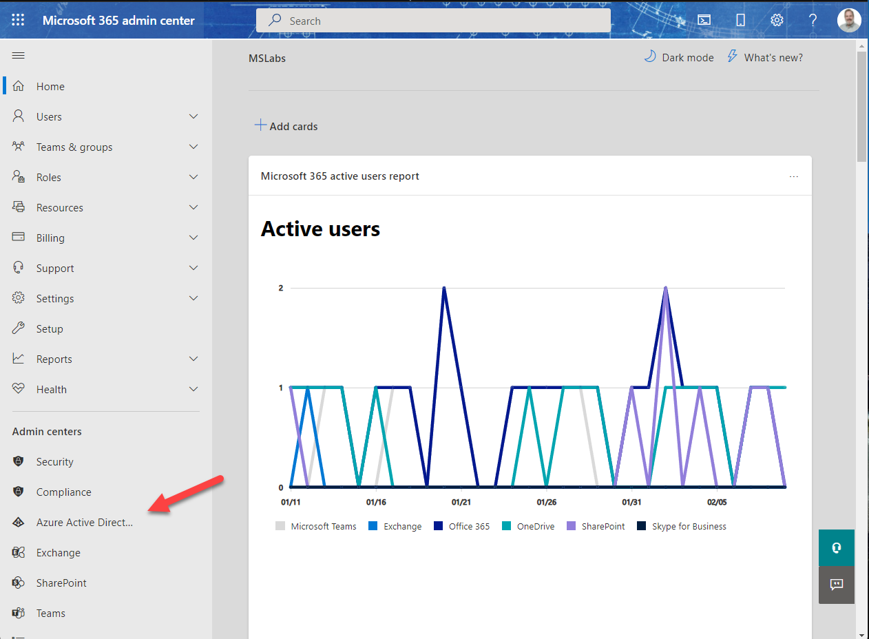 Navigating to the M365 Admin site